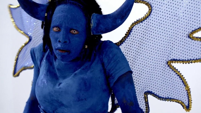 Video Reference: Azure, Happy, Gesture, Headgear, Cool, Art, Electric blue, Fictional character, Paint, Fun