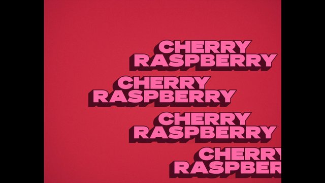 Video Reference: text, typography, graphic design, red background, pink, cherry raspberry, repeated text, 3D letters, retro, bold, poster, title card