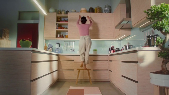 Video Reference: Property, Cabinetry, Countertop, Shelf, Wood, Shelving, Kitchen, Interior design, Floor, Flooring