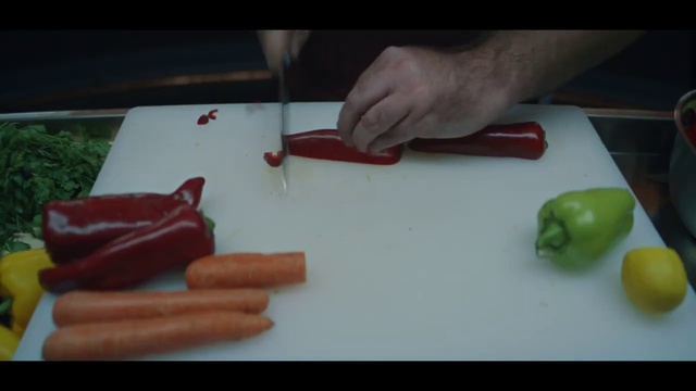 Video Reference: Hand, Ingredient, Green bell pepper, Wood, Finger, Table, Bell pepper, Nail, Recipe, Cuisine