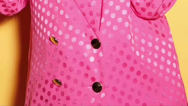Video Reference: Textile, Pink, Sleeve, Material property, Magenta, Pattern, Composite material, Circle, Tints and shades, Carmine
