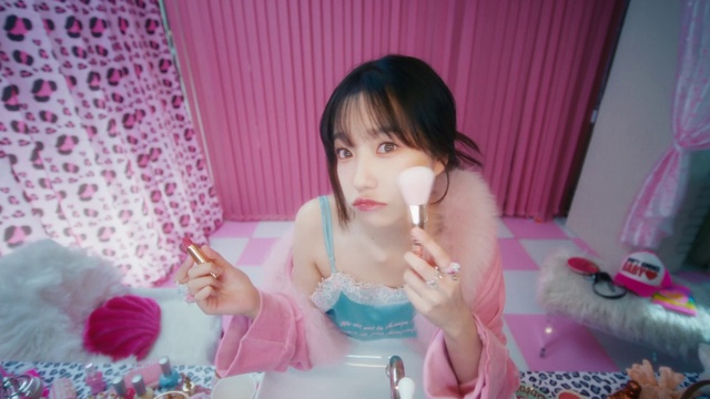 Video Reference: Skin, Eyelash, Pink, Finger, Dress, Happy, Curtain, Bangs, Black hair, Beauty