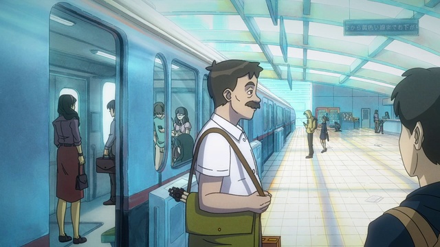Video Reference: Train, Travel, Public transport, Door, Electric blue, Art, Rolling stock, Illustration, Passenger, Fictional character