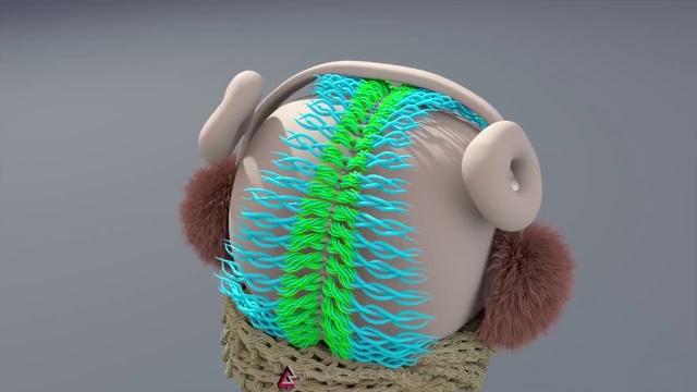 Video Reference: Toy, Audio equipment, Beak, Feather, Font, Art, Stuffed toy, Electric blue, Plush, Hair tie