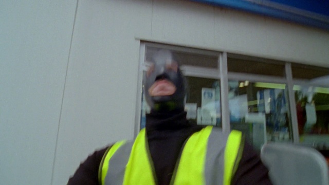 Video Reference: High-visibility clothing, Workwear, Headgear, Window, Helmet, Personal protective equipment, Vest, Fun, T-shirt, Construction worker