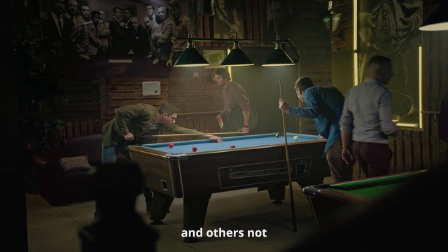 Video Reference: Billiard table, Pool player, Billiard room, Billiard ball, Cue stick, Pool, Baize, Table, Billiards, Sports equipment