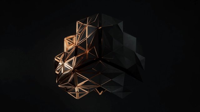 Video Reference: abstract, 3d, geometric, polygon, faceted, metallic, dark, black background, low poly, modern, futuristic, design, render, art