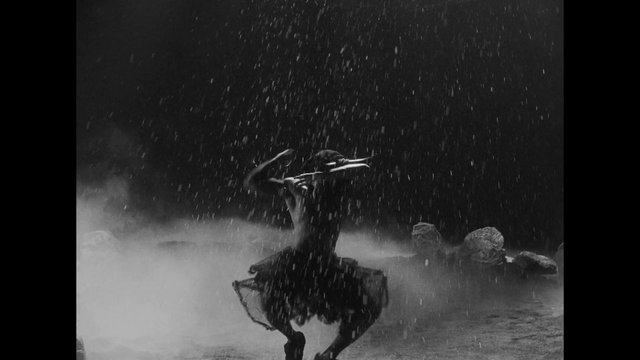 Video Reference: black and white, dancer, dance, performance, rain, spray, stage, dramatic, theater, motion, silhouette, costume, abstract, moody, artistic