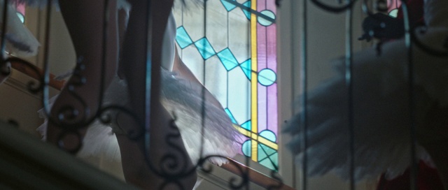 Video Reference: Fixture, Window, Stained glass, Tints and shades, Art, Glass, Font, Darkness, Building, Metal