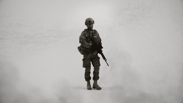 Video Reference: Military person, Military uniform, Military camouflage, Soldier, Non-commissioned officer, Machine gun, Gun barrel, Military organization, Personal protective equipment, Infantry