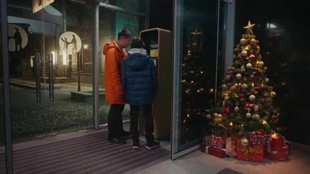 Video Reference: Christmas tree, Christmas ornament, Standing, Christmas decoration, Public space, Holiday ornament, Jacket, Ornament, Evergreen, Event