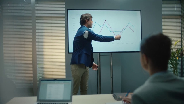 Video Reference: Joint, Computer, Laptop, Standing, Gesture, Table, Adaptation, Technology, Personal computer, Public speaking