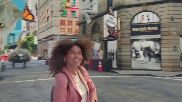 Video Reference: Building, Photograph, Window, Infrastructure, Human, Standing, Road surface, Travel, Neighbourhood, Sidewalk