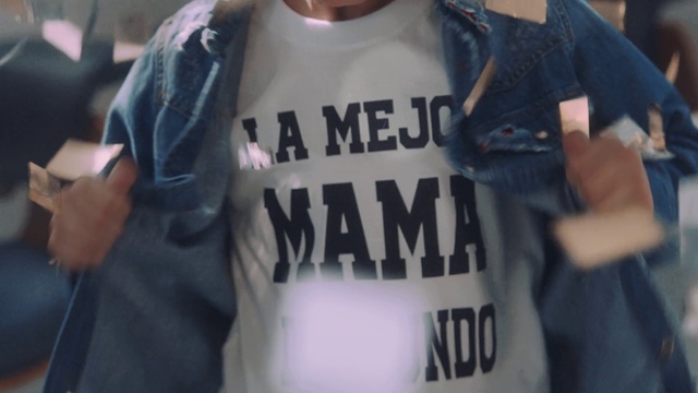 Video Reference: Sleeve, Street fashion, Gesture, Font, T-shirt, Sportswear, Elbow, Chest, Electric blue, Event