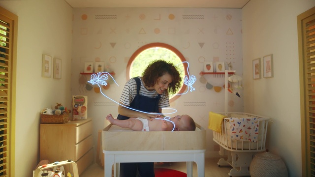 Video Reference: Furniture, Picture frame, Textile, Interior design, Yellow, Wall, Floor, Window, Shelving, Child