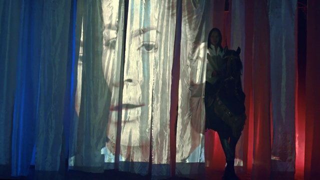 Video Reference: Flash photography, Textile, Curtain, Tints and shades, Entertainment, Electric blue, Darkness, Fashion design, Event, Midnight