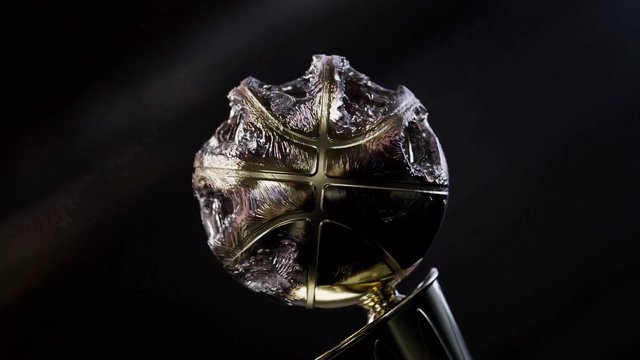 Video Reference: basketball, trophy, metallic, close-up, sports, award, sculpture, dark background, shiny, abstract, studio lighting