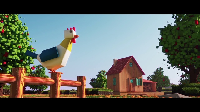 Video Reference: Building, Sky, Green, Plant, House, Tree, Wood, Toy, Happy, Art