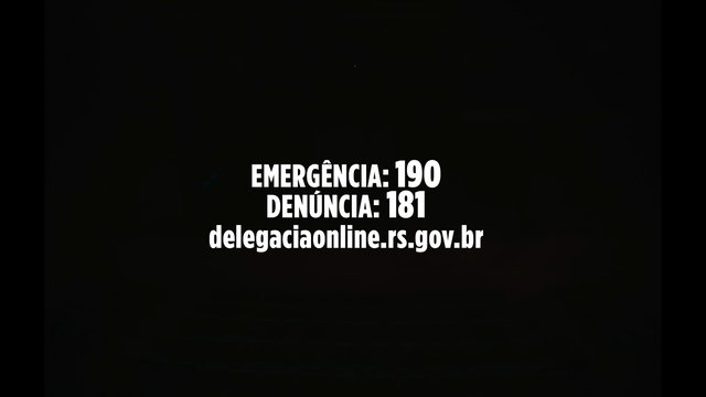 Video Reference: text, black background, emergency, police, hotline, website, Portuguese, government, informational, call number, screen graphic