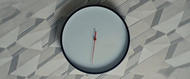 Video Reference: clock, wall clock, round, time, interior, wall, pattern, geometric, minimal, modern, red hand, home decor