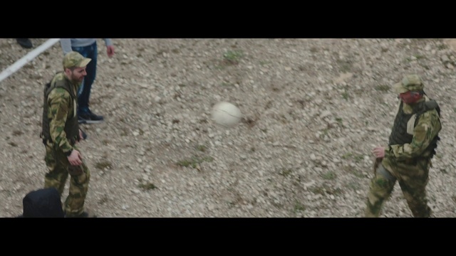 Video Reference: Helmet, Cargo pants, Military camouflage, Marines, Military person, Recreation, Camouflage, Military uniform, Grass, Ball