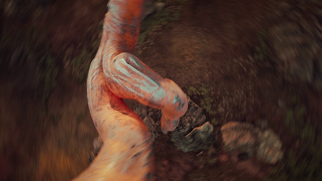 Video Reference: Leg, Human body, Elbow, Art, Wood, Wrist, Human leg, Foot, Electric blue, Wrinkle