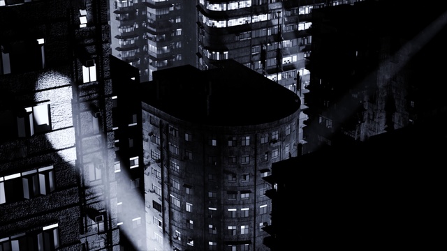 Video Reference: Building, Skyscraper, Window, Grey, Black-and-white, Style, Tower block, Urban design, Condominium, Cityscape
