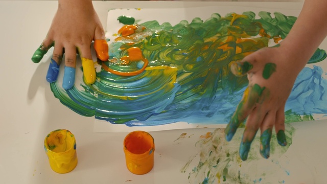 Video Reference: Hand, Paint, Art paint, Textile, Yellow, Gesture, Art, Finger, Painter, Painting