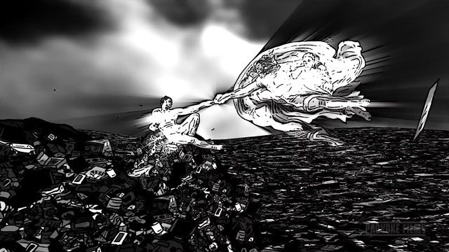 Video Reference: Mythical creature, Flash photography, Black-and-white, Style, Font, Art, Supernatural creature, Monochrome, Monochrome photography, Darkness