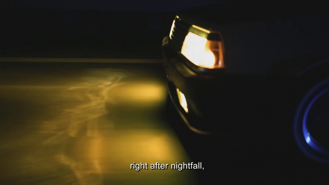 Video Reference: Automotive lighting, Amber, Headlamp, Automotive design, Automotive exterior, Tints and shades, Automotive fog light, Bumper, Vehicle door, Lens flare