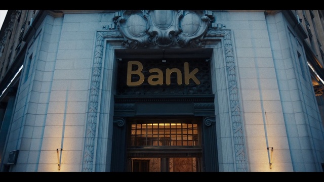 Video Reference: Font, Facade, City, Symmetry, Tints and shades, Commercial building, Metal, Rectangle, Signage, Night