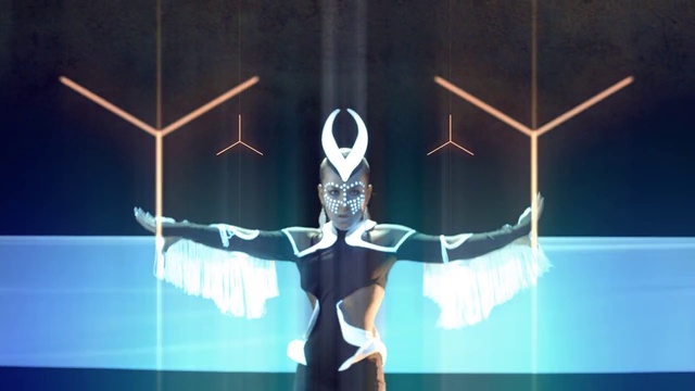 Video Reference: Light, Lighting, Entertainment, Performing arts, Gesture, Line, Dance, Event, Symmetry, Electric blue