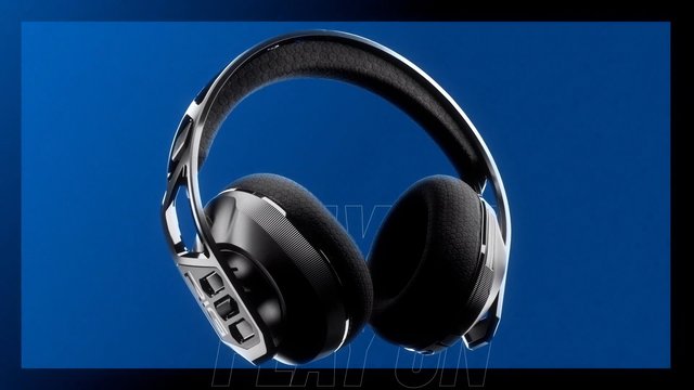 Video Reference: headphones, over-ear, audio, wireless, black, close-up, product, isolated, blue background, technology, music, earcups, headband, accessory