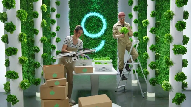 Video Reference: Green, Plant, Terrestrial plant, Shipping box, Tree, Technology, Hat, Toy, Event, Urban design