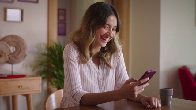 Video Reference: Smile, Facial expression, Table, Sleeve, Lighting, Gesture, Wood, Tableware, Picture frame, Happy