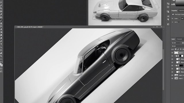 Video Reference: computer screen, graphics editor, car design, vehicle render, digital illustration, automotive, design software, mockup, side view, workspace, editing, interface, 3d render, concept car