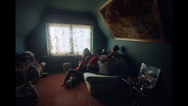 Video Reference: Window, Comfort, Picture frame, Building, Flash photography, Chair, Flooring, Tints and shades, Couch, Darkness