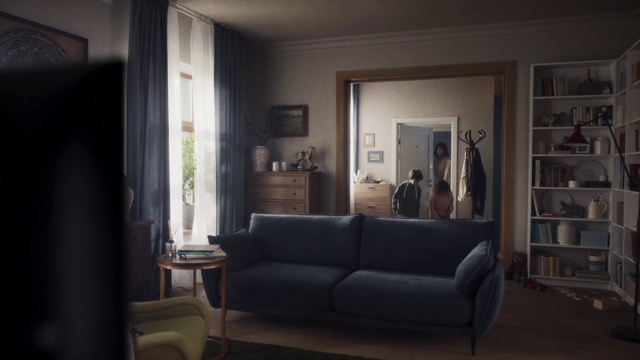 Video Reference: Picture frame, Property, Furniture, Couch, Building, Wood, Architecture, Bookcase, Living room, Interior design