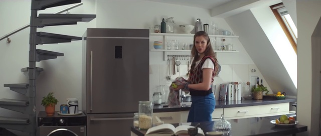 Video Reference: Countertop, Cabinetry, Kitchen, Kitchen appliance, Home appliance, Cooking, Picture frame, Homemaker, Tableware, Refrigerator