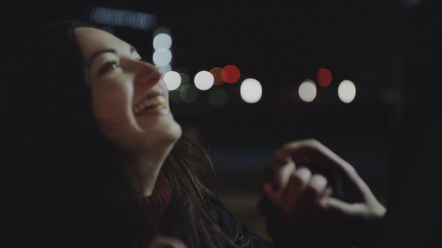 Video Reference: Lip, Hand, Smile, Flash photography, Gesture, Happy, Fun, Black hair, Midnight, Darkness