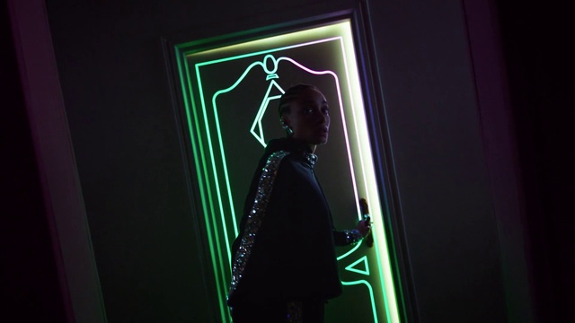 Video Reference: Purple, Visual effect lighting, Art, Electronic signage, Entertainment, Font, Technology, Magenta, Darkness, Performing arts