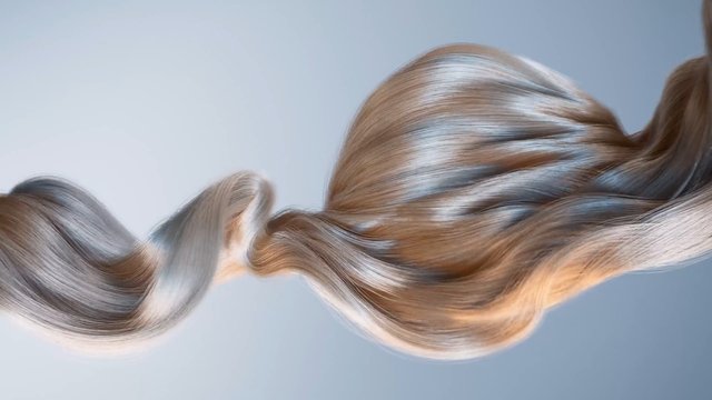 Video Reference: hair, blonde, brown hair, close-up, twisted, strand, flowing, shiny, texture, beauty, salon, abstract, light background