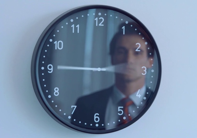Video Reference: Clock, Gauge, Measuring instrument, Font, Circle, Auto part, Electric blue, Watch, Fashion accessory, Display device