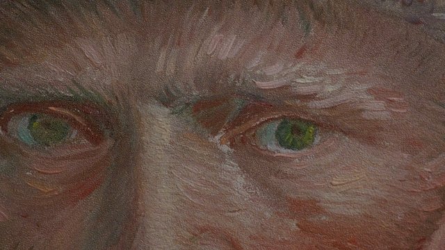 Video Reference: painting, portrait, close-up, eyes, brushstrokes, art, canvas, face, abstract, textured, green eyes, detail