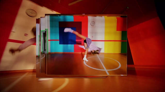 Video Reference: Interior design, Floor, Flooring, Art, Entertainment, Basketball court, Display device, Recreation, Gadget, Indoor games and sports