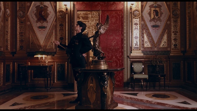 Video Reference: Picture frame, Interior design, Suit, Event, Art, Religious institute, Holy places, Darkness, Room, Chapel