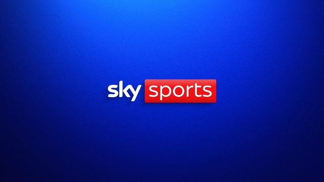 Video Reference: Sky Sports, logo, sports, blue background, broadcast, TV screen, branding, channel ident