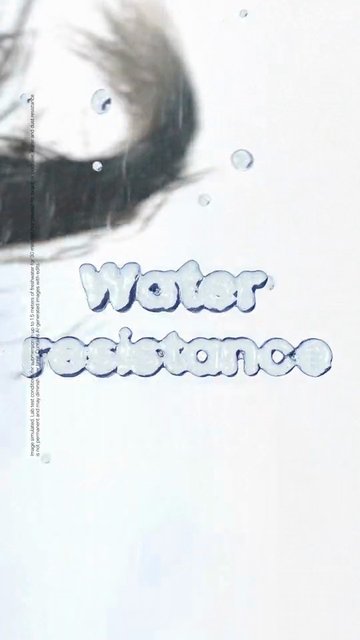 Video Reference: graphic, title text, water, ice effect, minimal, white background, abstract, typography, blurred hair, rotated, clean, high key