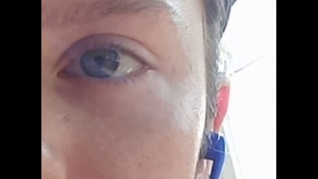 Video Reference: Nose, Cheek, Eye, Eyelash, Jaw, Gesture, Wrinkle, Window, Selfie, Electric blue