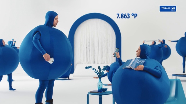 Video Reference: Blue, Furniture, Product, Azure, Gesture, Aqua, Chair, Font, Electric blue, Happy